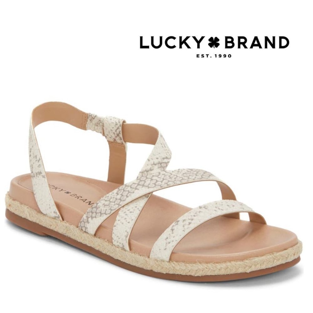 New Lucky Brand Darli Slingback Sandal, Size 6.5 / 7.5 / 10 in Stucco Leather